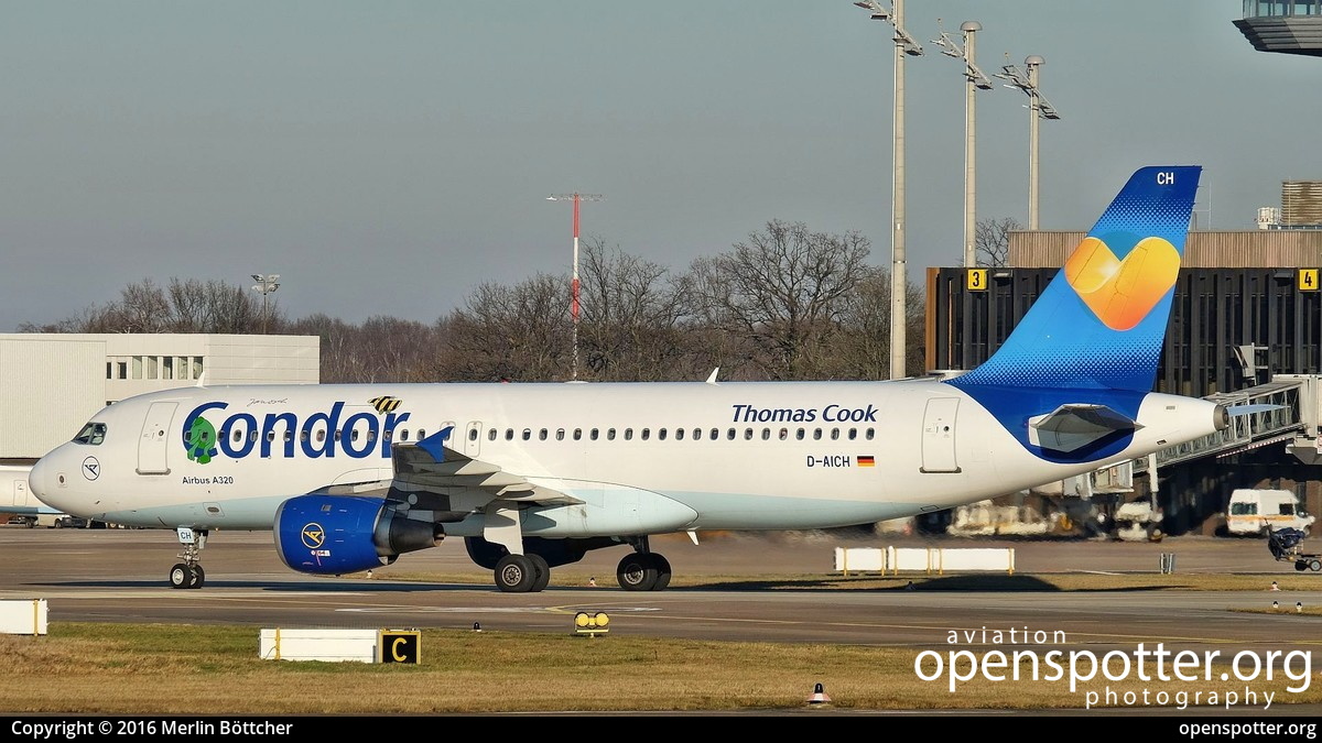 D-AICH - Condor Airbus A320-212 at Hanover-Langenhagen Airport (HAJ/EDDV) taken by Merlin Böttcher | openspotter.org | ID: 37206