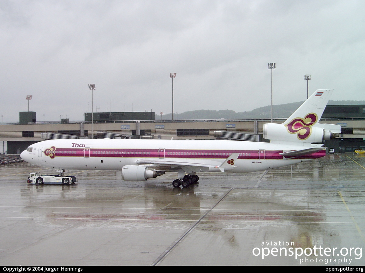 HS-TME - Thai Airways International McDonnell Douglas MD-11 at Zurich International Airport (ZRH/LSZH) taken by Jürgen Hennings | openspotter.org | ID: 32838