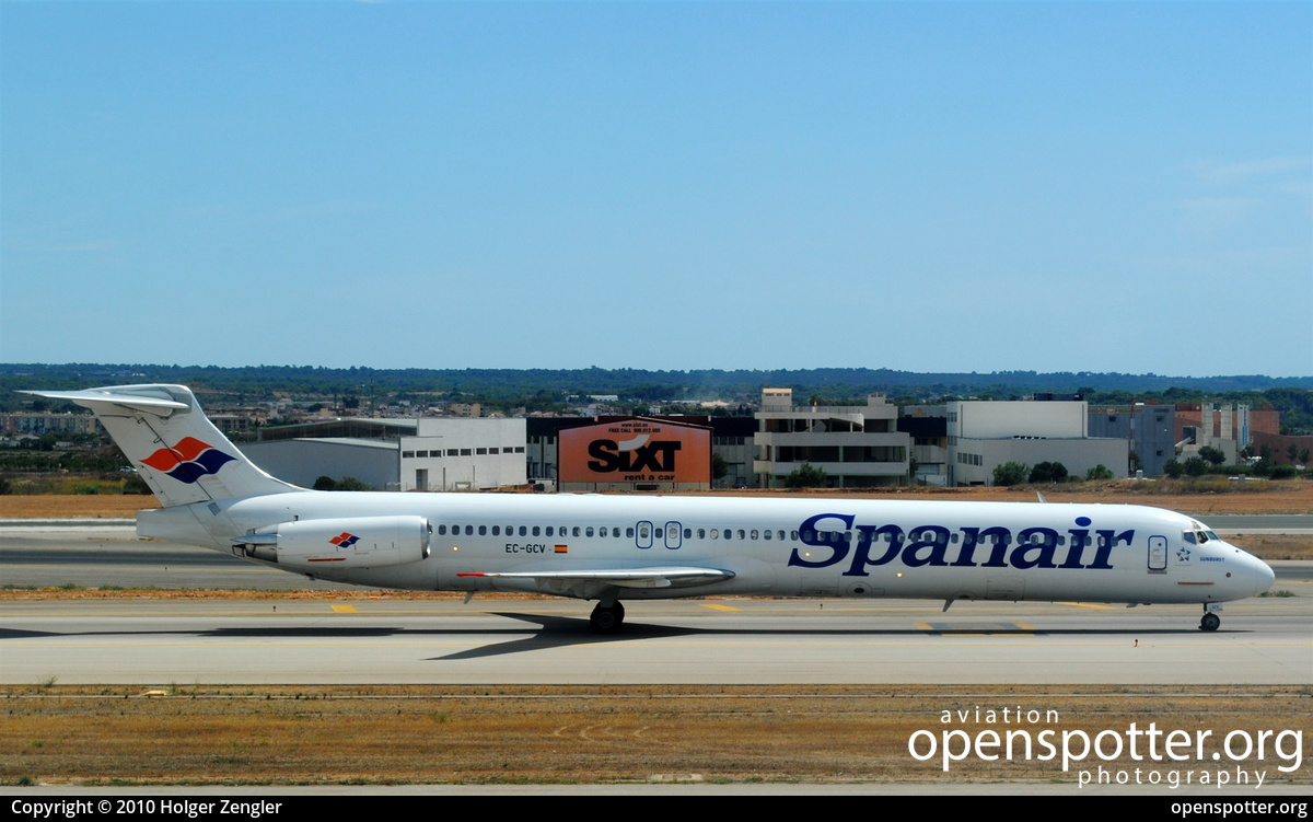 EC-GCV - Spanair McDonnell Douglas MD-82 at Palma de Mallorca Airport (Son Sant Joan Airport) (PMI/LEPA) taken by Holger Zengler | openspotter.org | ID: 11524