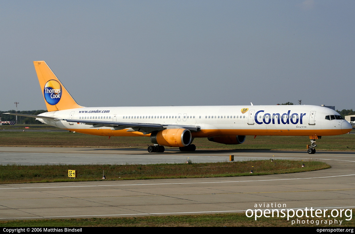D-ABOJ - Condor Boeing 757-330(WL) at Berlin-Tegel Airport (TXL/EDDT) taken by Matthias Bindseil | openspotter.org | ID: 7385