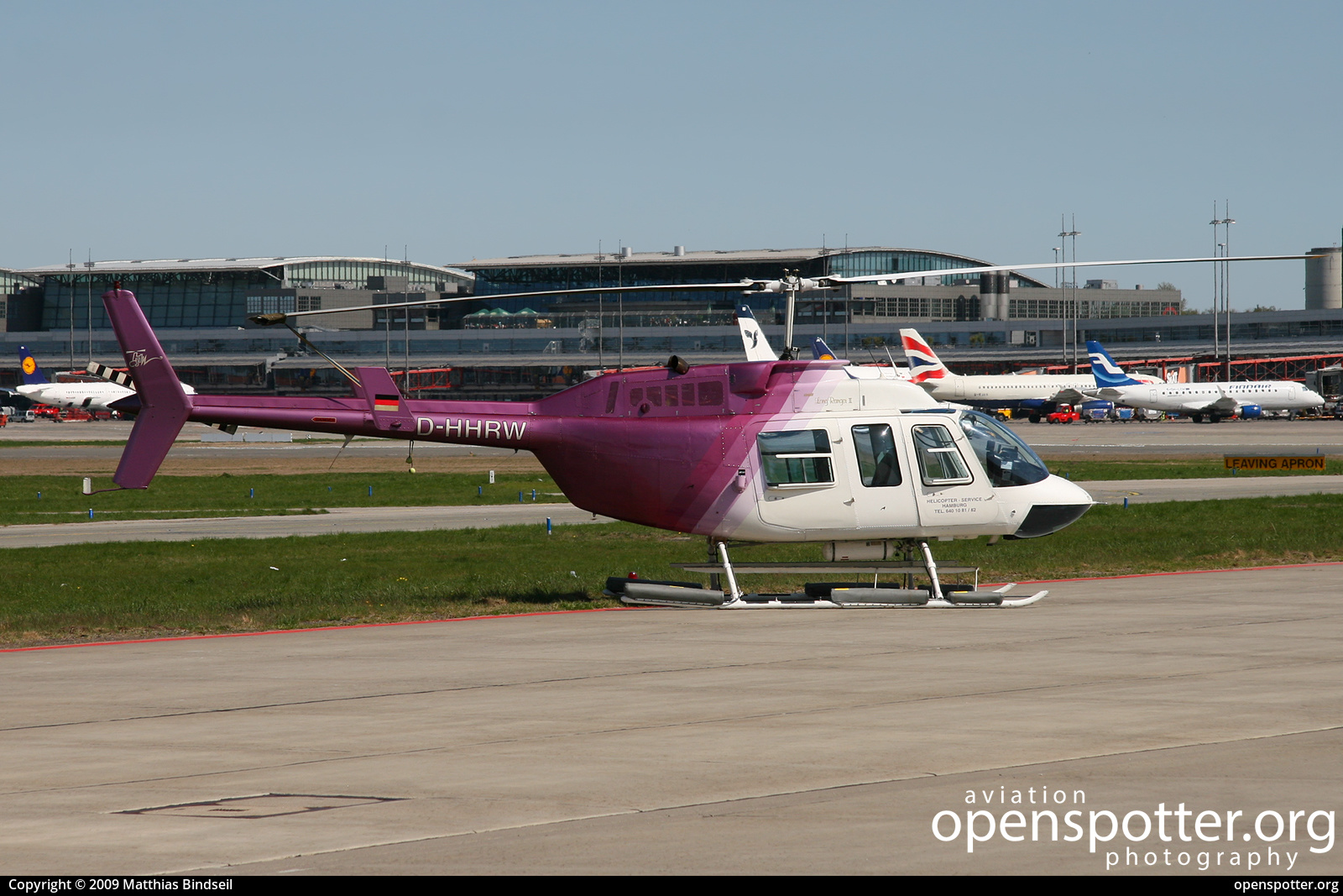 D-HHRW - Helicopter-Service Hamburg Bell 206LR+ LongRanger at Hamburg Airport (Fuhlsbüttel Airport) (HAM/EDDH) taken by Matthias Bindseil | openspotter.org | ID: 46236