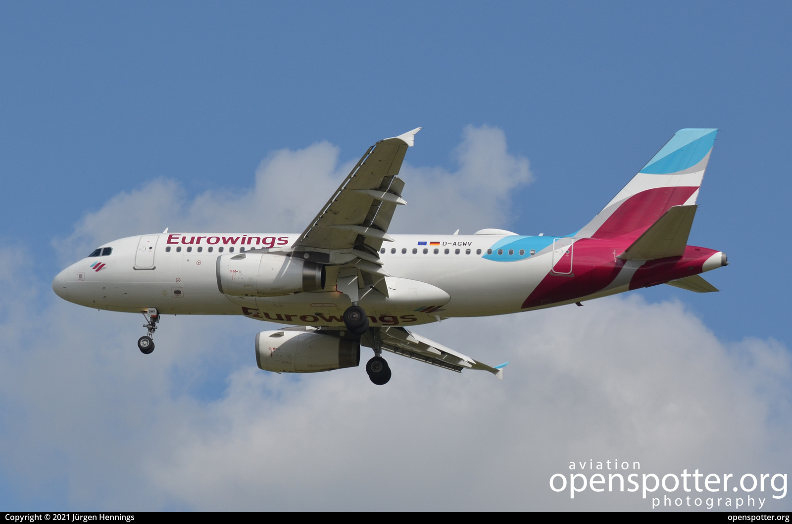 D-AGWV - Eurowings Airbus A319-132 at Berlin-Brandenburg (BER/EDDB) taken by Jürgen Hennings | openspotter.org | ID: 73415