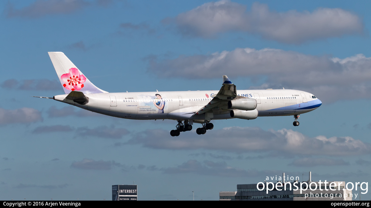 B-18806 - China Airlines Airbus A340-313X at Schiphol Airport (AMS/EHAM) taken by Arjen Veeninga | openspotter.org | ID: 38665