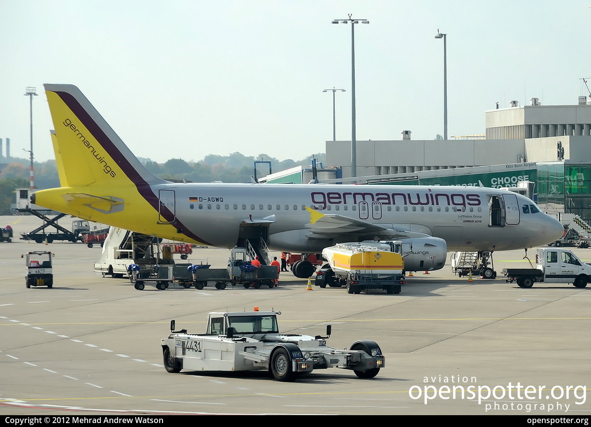 D-AGWQ - Germanwings Airbus A319-132 at Cologne Bonn Airport (Köln/Bonn - Konrad Adenauer) (CGN/EDDK) taken by Mehrad Andrew Watson | openspotter.org | ID: 4630