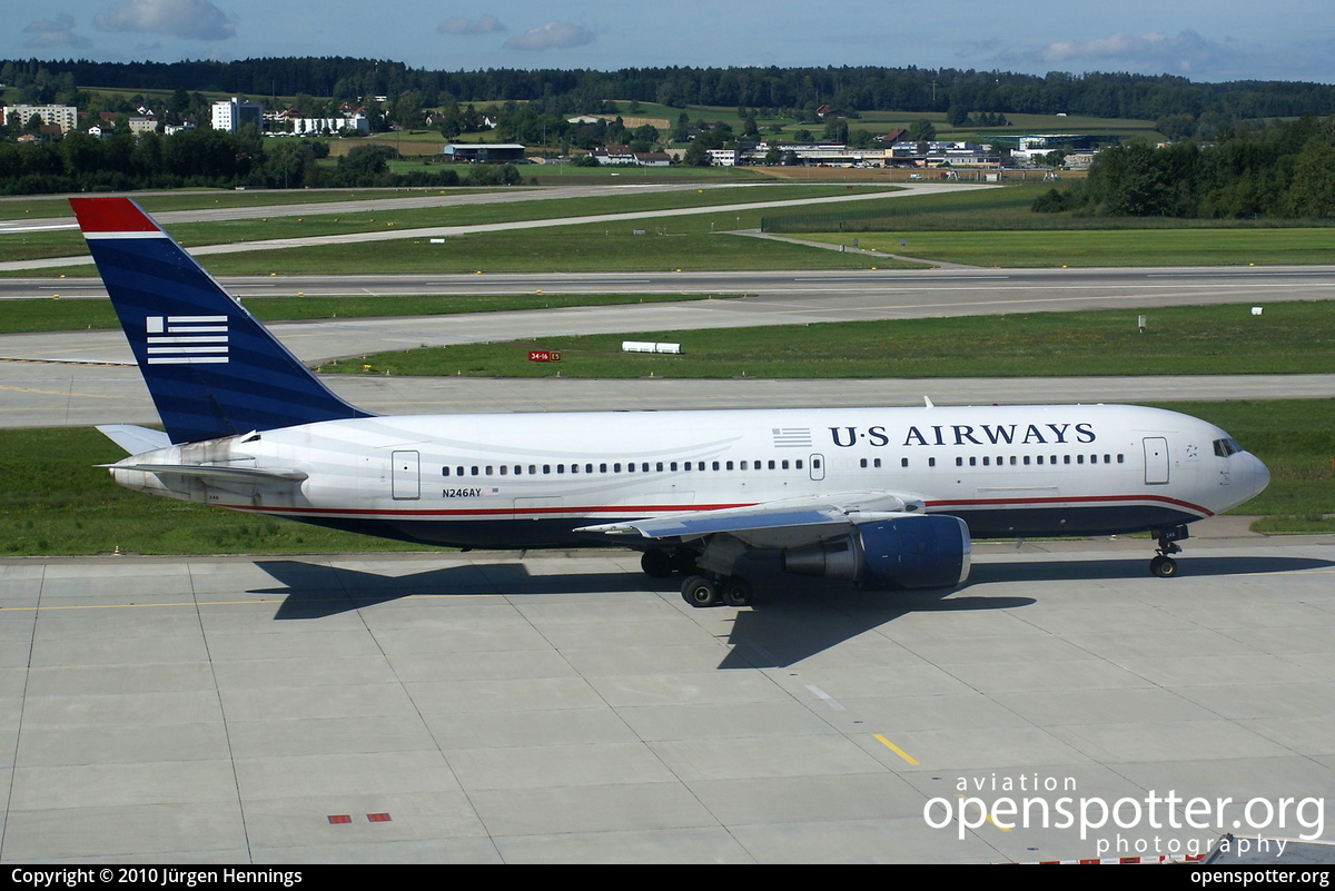N246AY - US Airways Boeing 767-201(ER) at Zurich International Airport (ZRH/LSZH) taken by Jürgen Hennings | openspotter.org | ID: 32791
