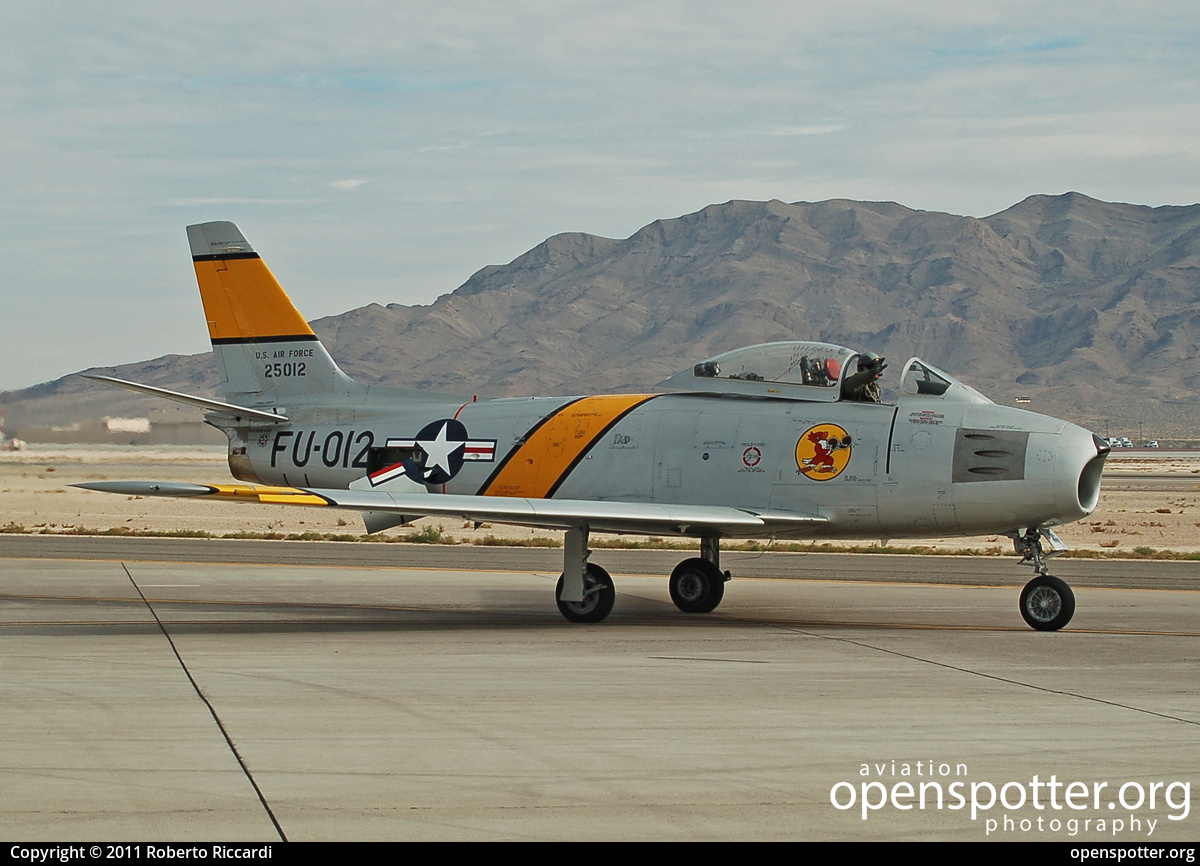 NX186AM (FU-012/25012) - Private / Untitled North American F-86F Sabre at Nellis Air Force Base (LSV/KLSV) taken by Roberto Riccardi | openspotter.org | ID: 4065
