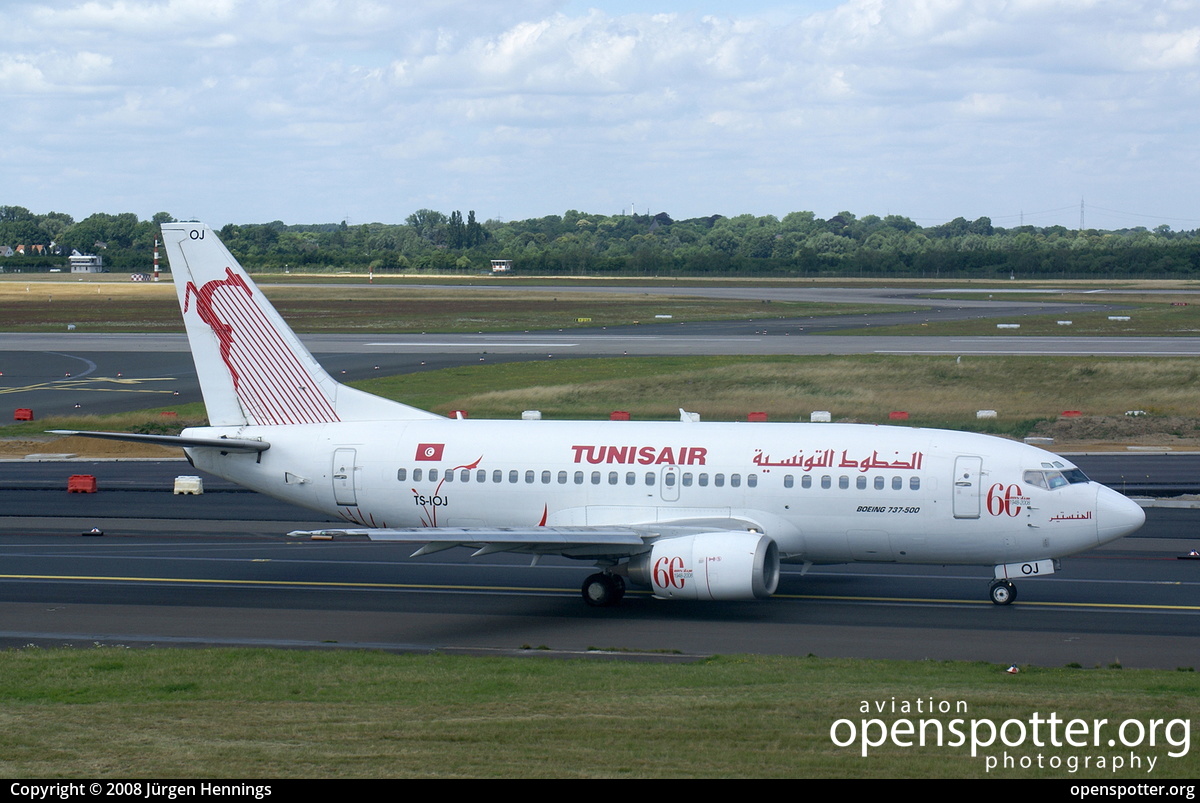 TS-IOJ - Tunisair Boeing 737-5H3 at Düsseldorf International Airport (DUS/EDDL) taken by Jürgen Hennings | openspotter.org | ID: 33444