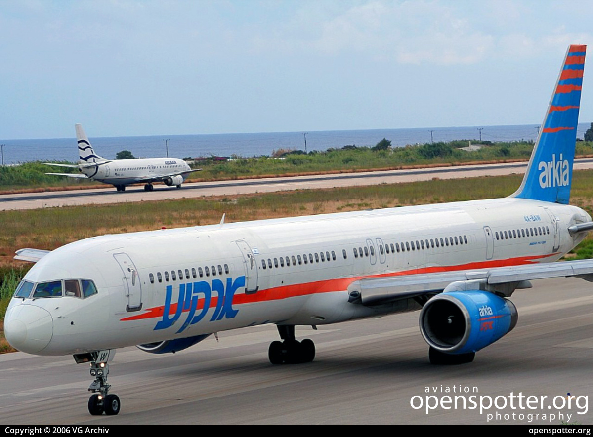 4X-BAW - Arkia - Israeli Airlines Boeing 757-3E7(WL) at Rhodes International Airport, Diagoras (RHO/LGRP) taken by VG Archiv | openspotter.org | ID: 69065