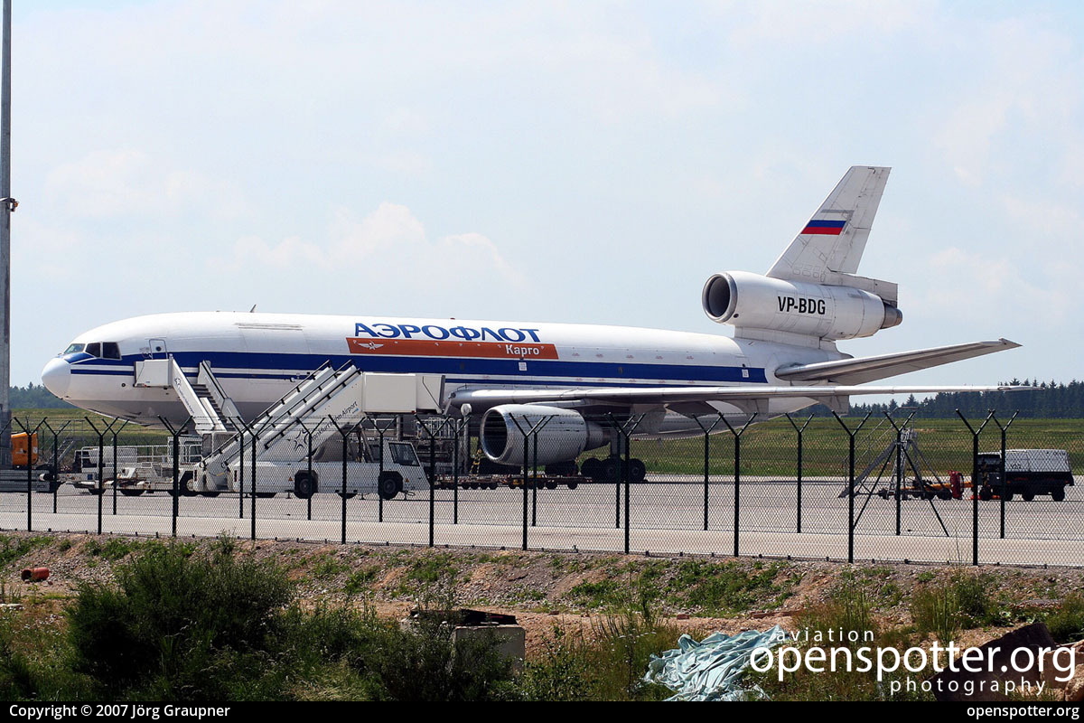 VP-BDG - Aeroflot-Cargo McDonnell Douglas DC-10-40(F) at Frankfurt-Hahn Airport (HHN/EDFH) taken by Jörg Graupner | openspotter.org | ID: 4892