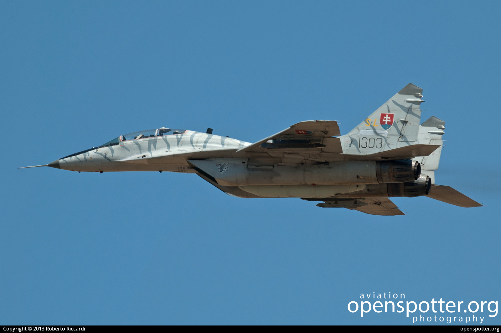 1303 - Slovak Air Force Mikoyan-Gurevich MiG-29UBS Fulcrum at Kecskemét Air Base (LHKE) taken by Roberto Riccardi | openspotter.org | ID: 66616