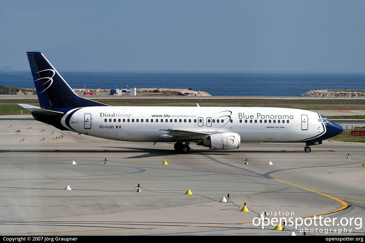 EI-CUD - Blue Panorama Airlines Boeing 737-4Q8 at Côte d'Azur International Airport (NCE/LFMN) taken by Jörg Graupner | openspotter.org | ID: 5205