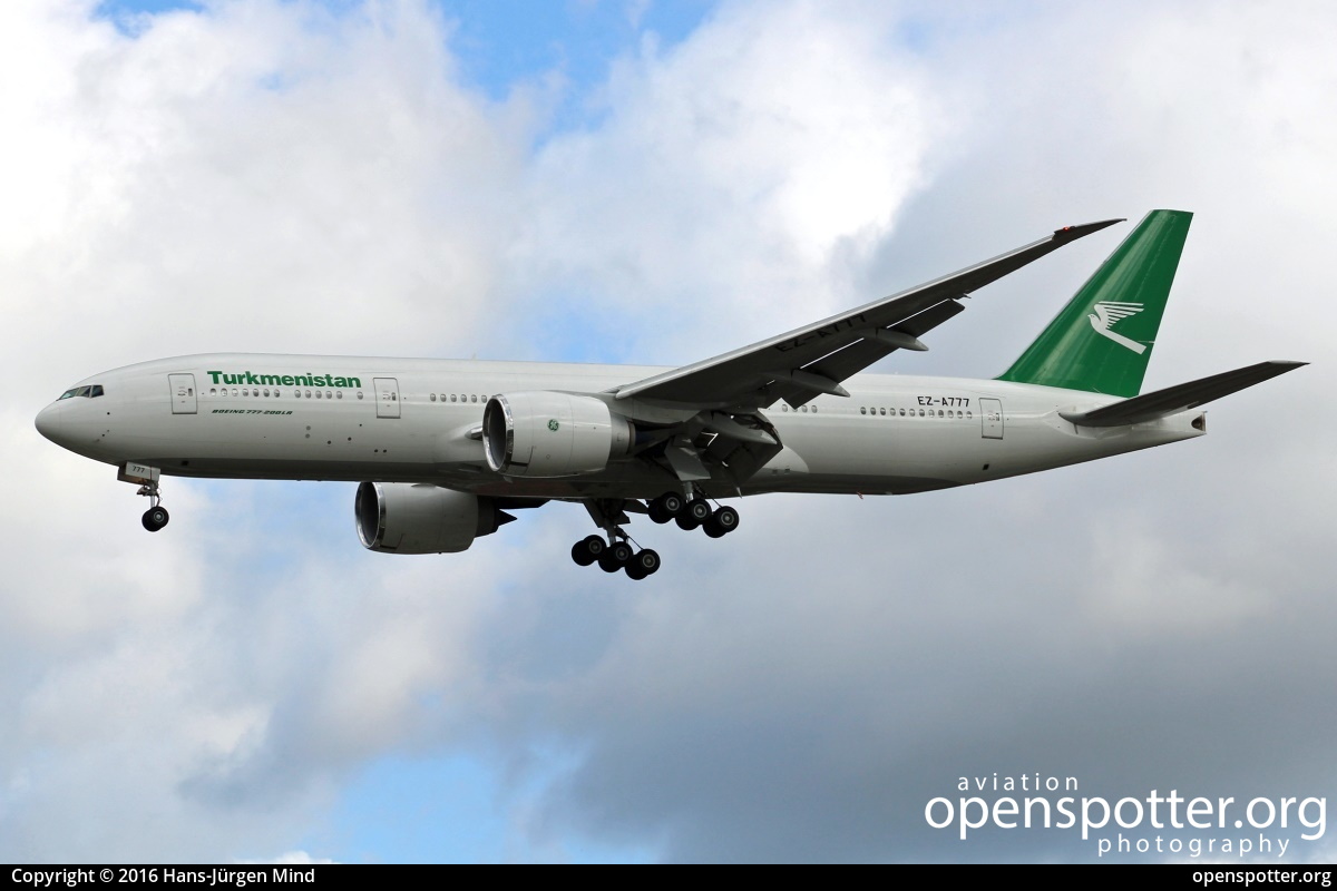 EZ-A777 - Turkmenistan Airlines Boeing 777-22K(LR) at Berlin-Tegel Airport (TXL/EDDT) taken by Hans-Jürgen Mind | openspotter.org | ID: 31724