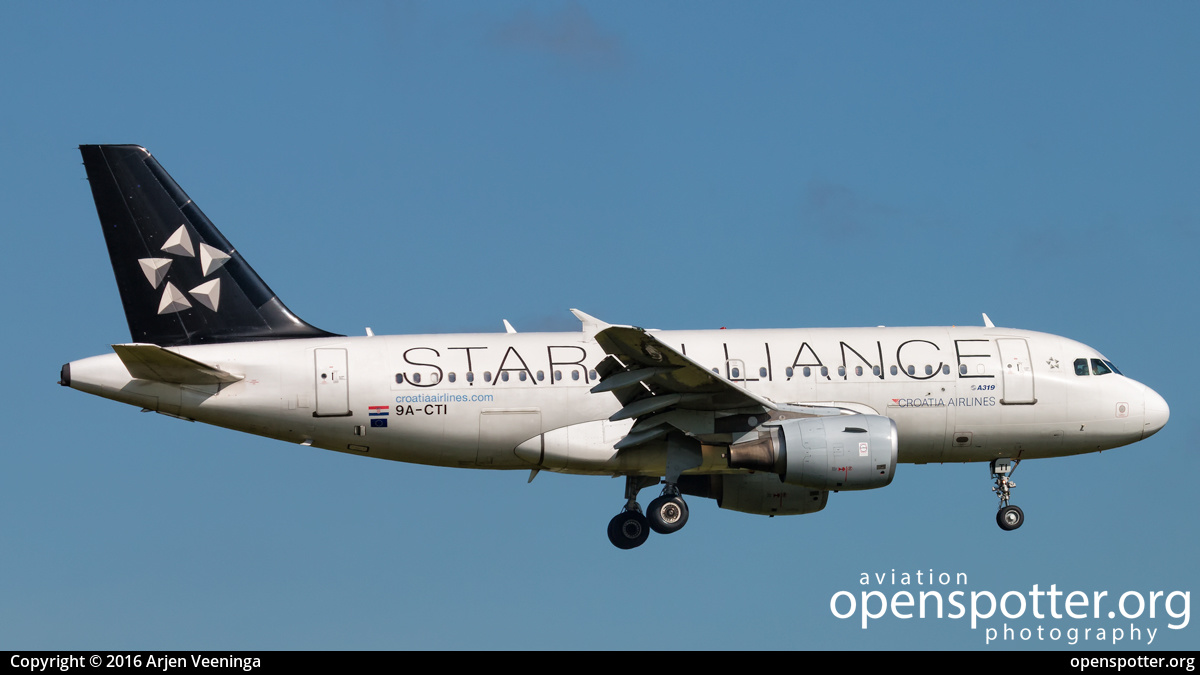 9A-CTI - Croatia Airlines Airbus A319-112 at Schiphol Airport (AMS/EHAM) taken by Arjen Veeninga | openspotter.org | ID: 38168