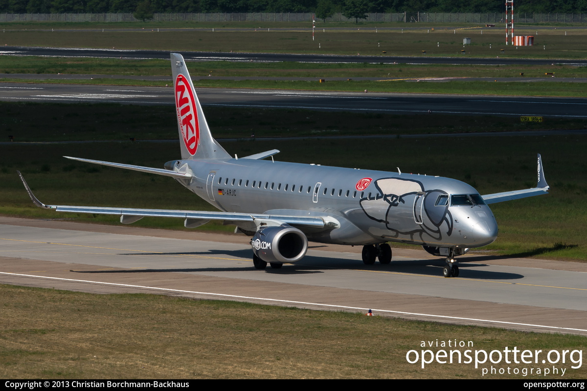 D-ARJC - Air Berlin Embraer ERJ-190LR (ERJ-190-100 LR) at Berlin-Tegel Airport (TXL/EDDT) taken by Christian Borchmann-Backhaus | openspotter.org | ID: 7171