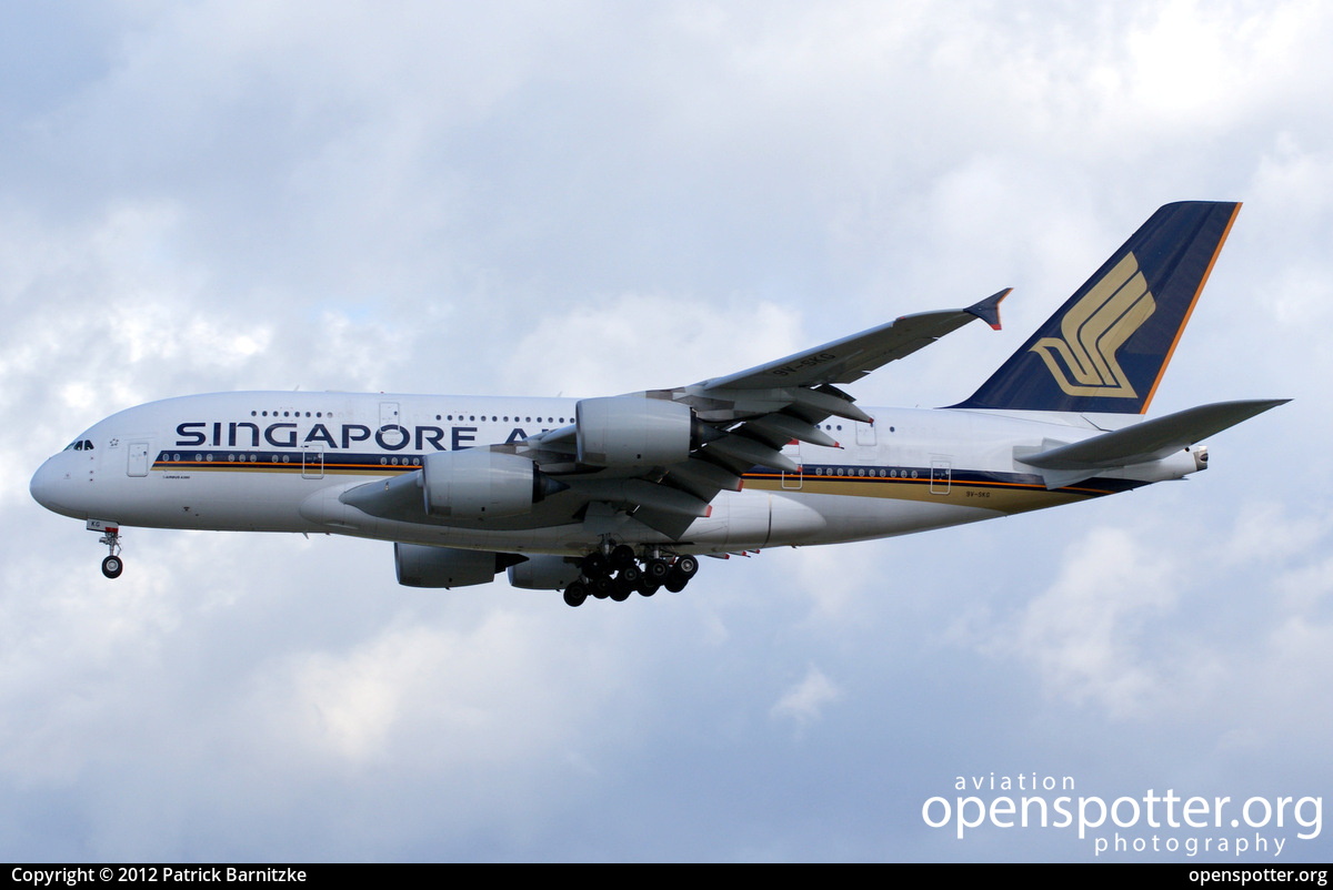 9V-SKG - Singapore Airlines Airbus A380-841 at Frankfurt International Airport (FRA/EDDF) taken by Patrick Barnitzke | openspotter.org | ID: 3581