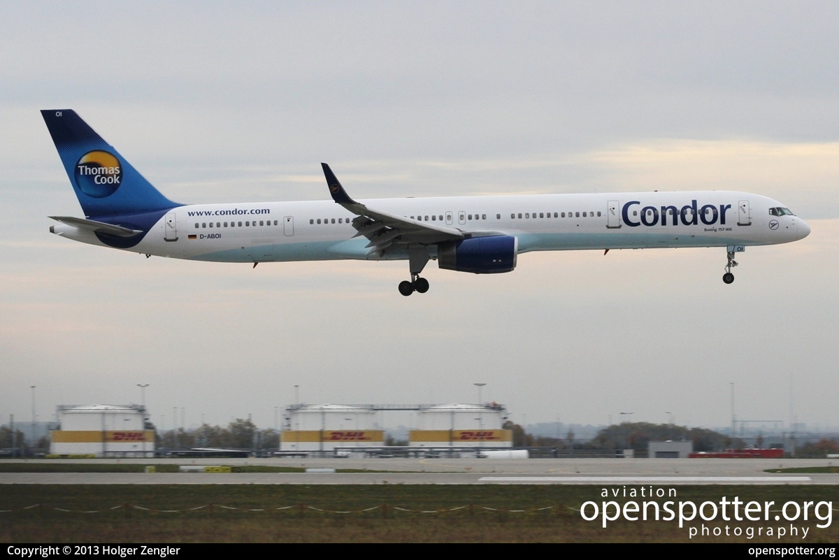 D-ABOI - Condor Boeing 757-330(WL) at Leipzig/Halle Airport (LEJ/EDDP) taken by Holger Zengler | openspotter.org | ID: 10246