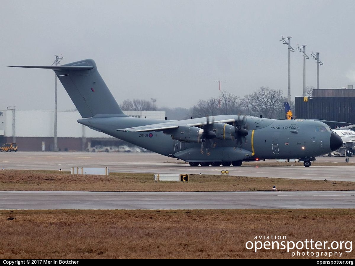 ZM408 - Royal Air Force Airbus A400M at Hanover-Langenhagen Airport (HAJ/EDDV) taken by Merlin Böttcher | openspotter.org | ID: 38026