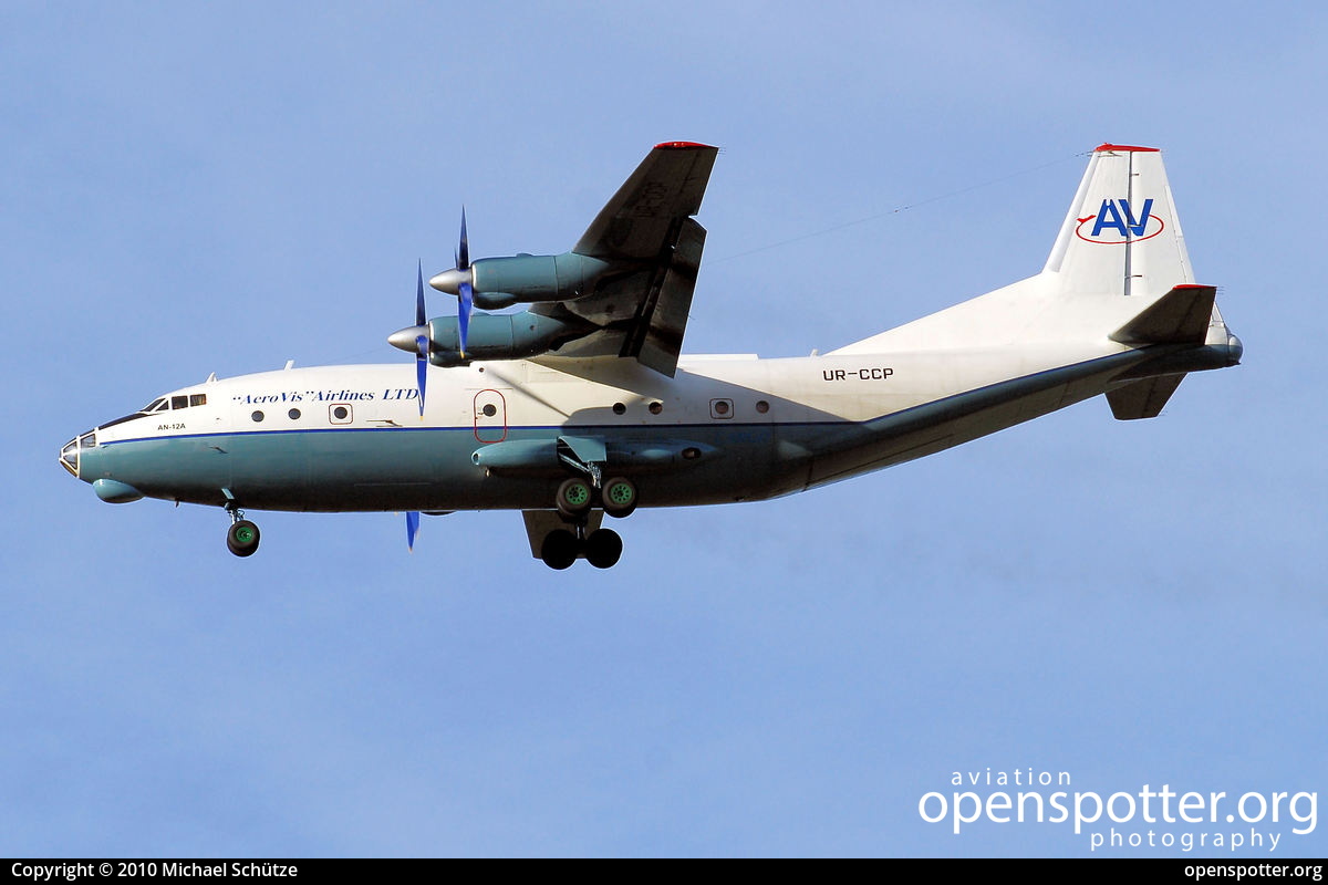 UR-CCP - Aerovis Airlines Antonov An-12A at Berlin-Schönefeld International Airport (SXF/EDDB) taken by Michael Schütze | openspotter.org | ID: 9984