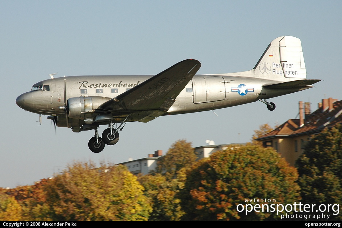 D-CXXX - Air Service Berlin GmbH Douglas DC-3C (C-47B-30-DK) at Berlin-Tempelhof International Airport (THF/EDDI) taken by Alexander Pelka | openspotter.org | ID: 11649
