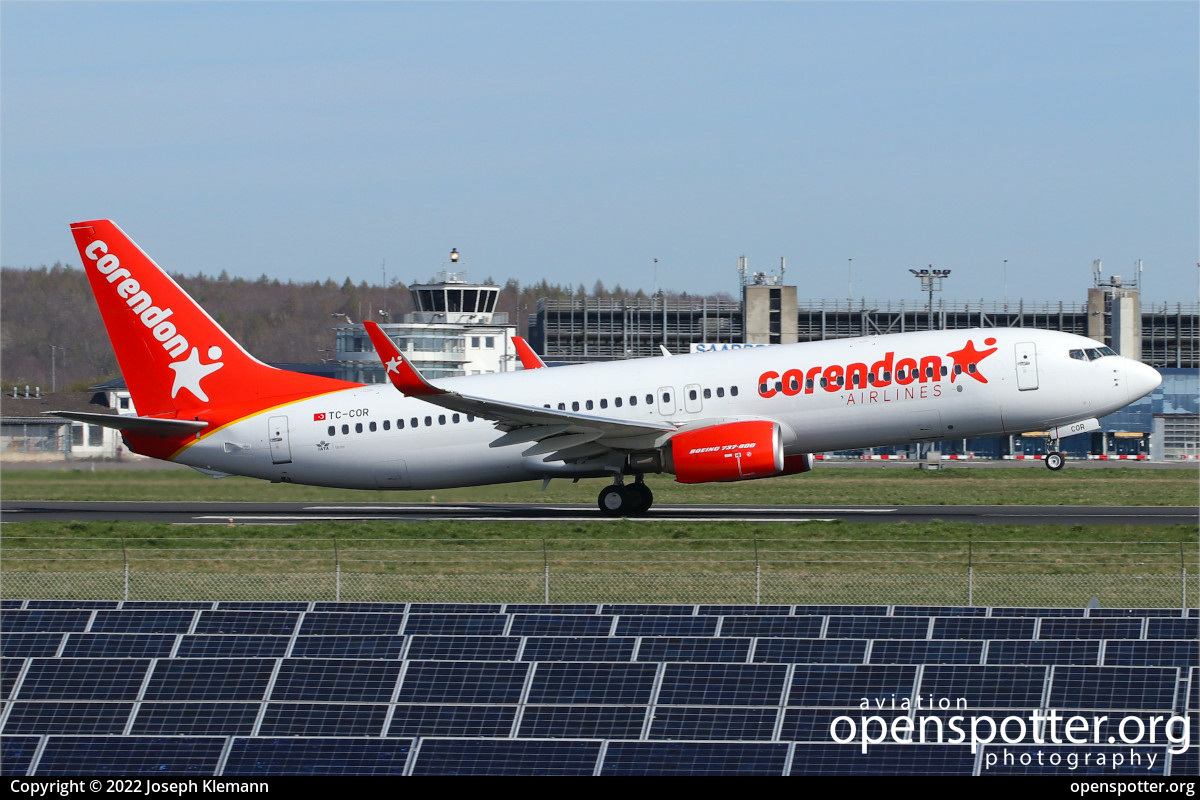TC-COR - Corendon Airlines Boeing 737-8SH(WL) at Saarbrücken Airport (SCN/EDDR) taken by Joseph Klemann | openspotter.org | ID: 76435