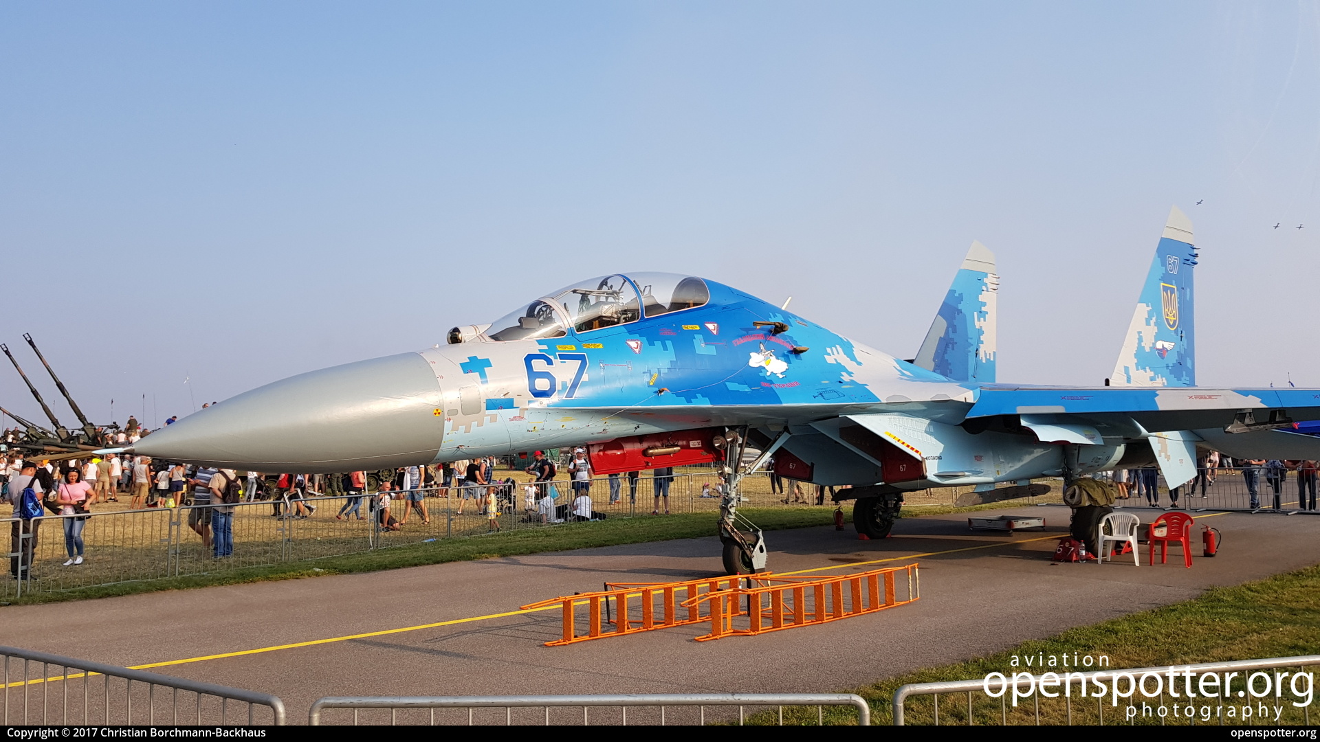67 BLUE - Ukraine Air Force Sukhoi Su-27UB Flanker at Radom-Sadków Airport (RDO/EPRA) taken by Christian Borchmann-Backhaus | openspotter.org | ID: 45878