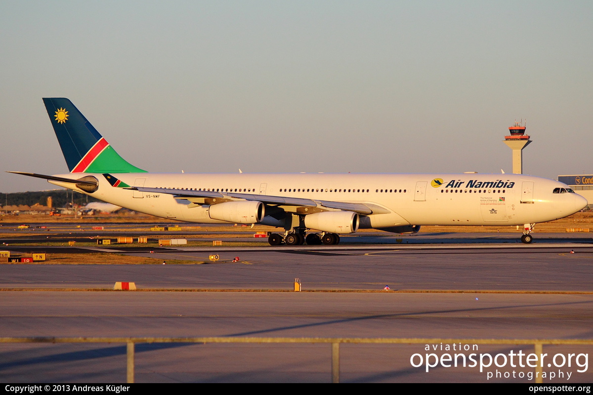 V5-NMF - Air Namibia Airbus A340-311 at Frankfurt International Airport (FRA/EDDF) taken by Andreas Kügler | openspotter.org | ID: 8554