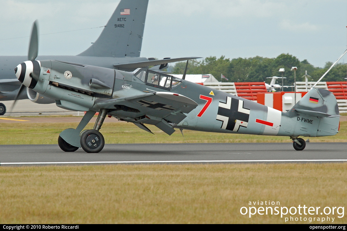 D-FWME - Messerschmitt Stiftung Messerschmitt Bf-109 G4 at RAF Fairford (FFD/EGVA) taken by Roberto Riccardi | openspotter.org | ID: 3498