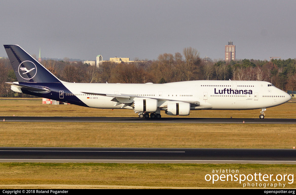 D-ABYA - Lufthansa Boeing 747-830 at Berlin-Tegel Airport (TXL/EDDT) taken by Roland Pogander | openspotter.org | ID: 51464