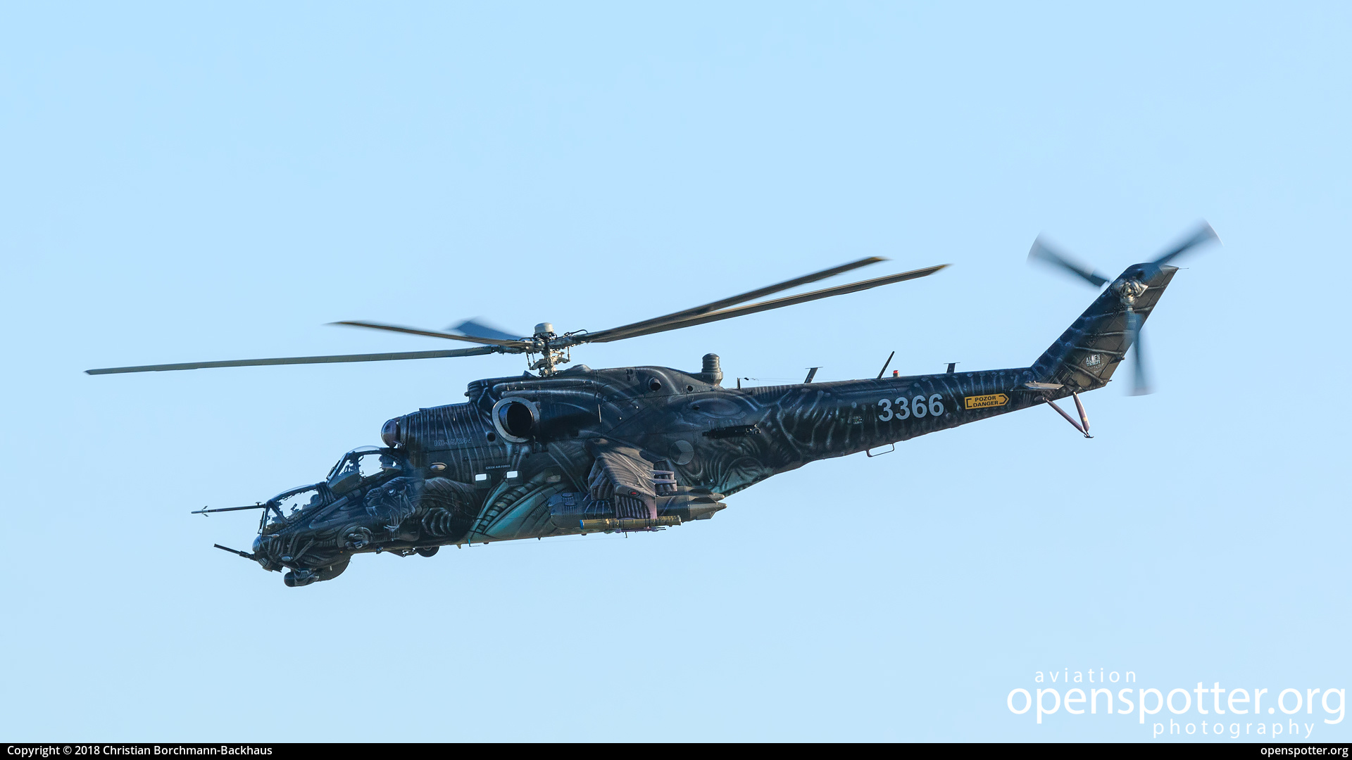 3366 - Czech Air Force Mil Mi-24V Hind at Poznan-Lawica (POZ/EPPO) taken by Christian Borchmann-Backhaus | openspotter.org | ID: 68522