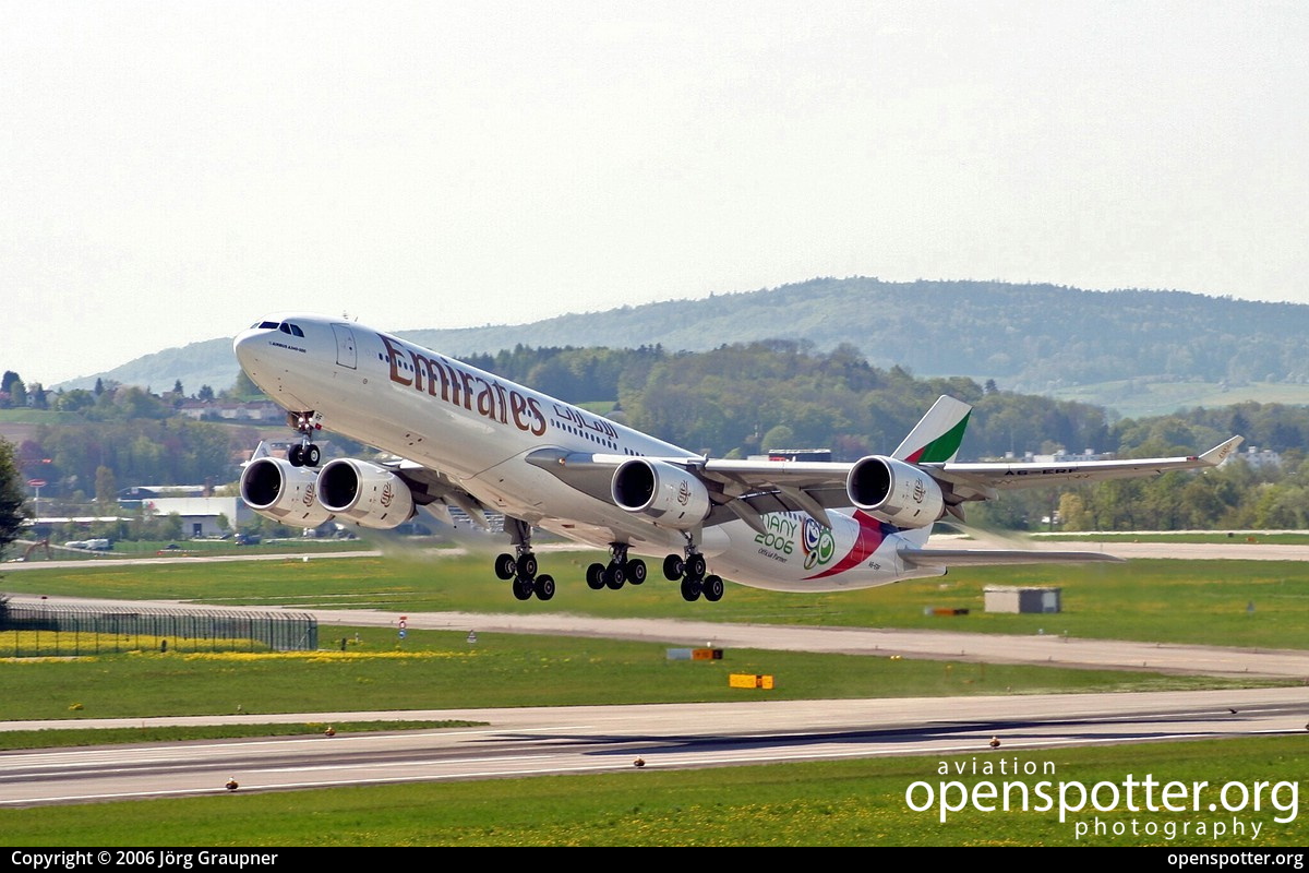 A6-ERF - Emirates Airbus A340-541 at Zurich International Airport (ZRH/LSZH) taken by Jörg Graupner | openspotter.org | ID: 5307