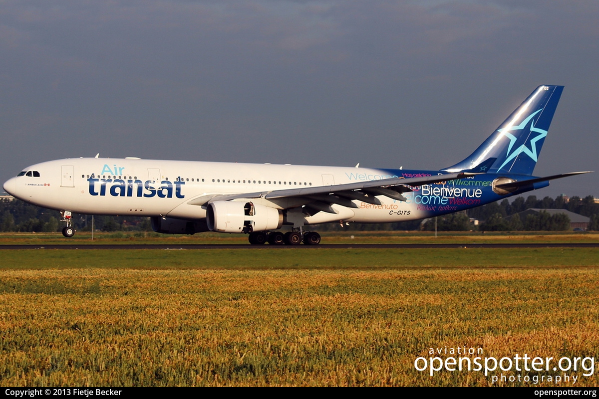 C-GITS - Air Transat Airbus A330-243 at Schiphol Airport (AMS/EHAM) taken by Fietje Becker | openspotter.org | ID: 8597