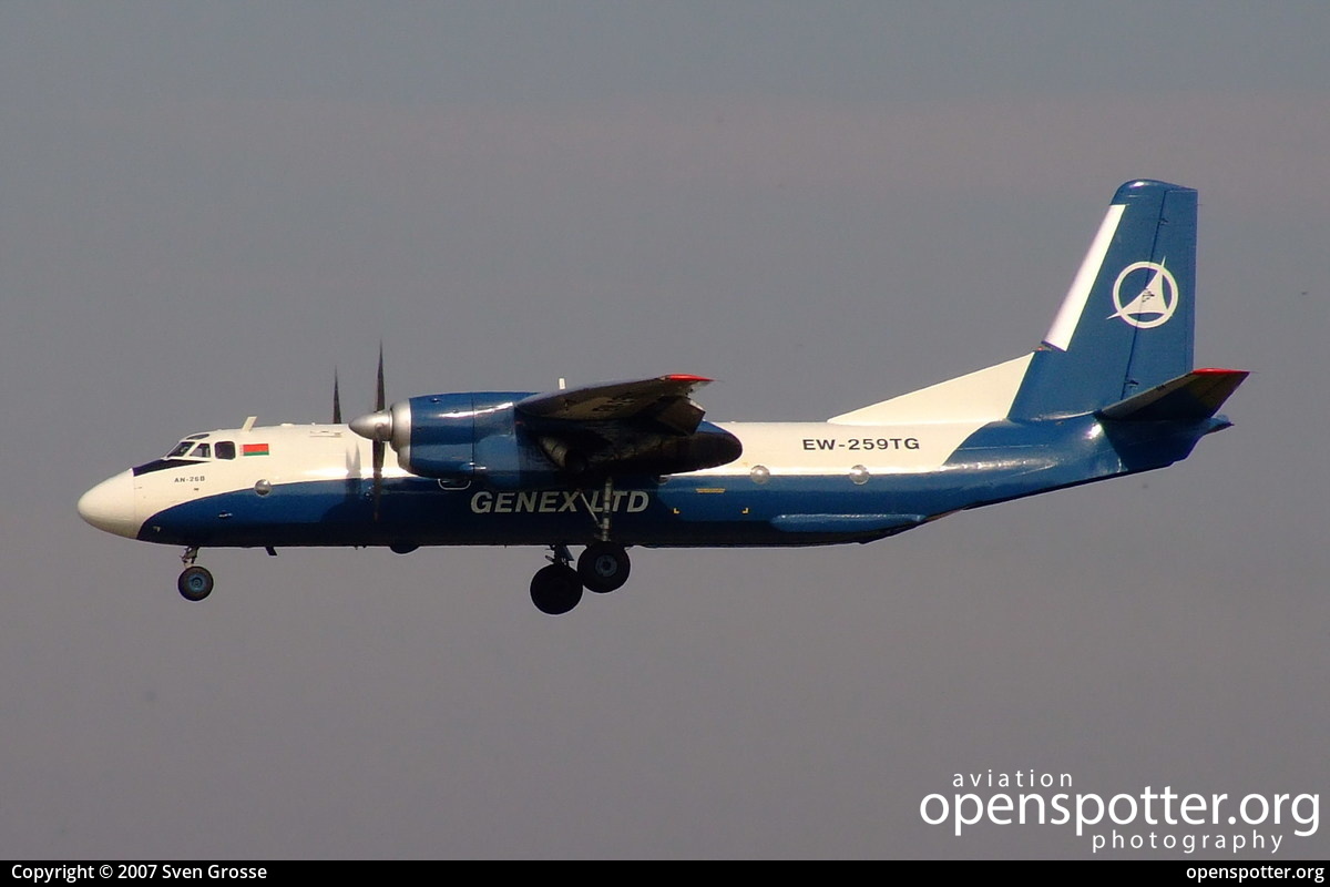 EW-259TG - Genex Antonov An-26B at Berlin-Schönefeld International Airport (SXF/EDDB) taken by Sven Grosse | openspotter.org | ID: 36023