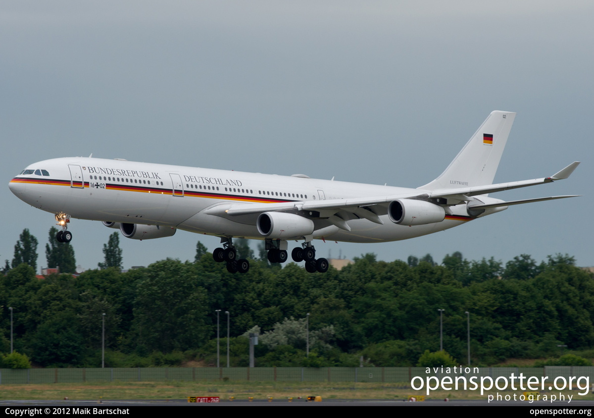 16+02 - German Air Force (Luftwaffe) Airbus A340-313X at Berlin-Tegel Airport (TXL/EDDT) taken by Maik Bartschat | openspotter.org | ID: 3465