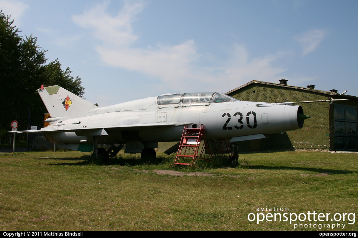 230 - Luftstreitkräfte der DDR (East German Air Force) Mikroyan Gurevich MiG-21US at Heringsdorf Airport (HDF/EDAH) taken by Matthias Bindseil | openspotter.org | ID: 43761