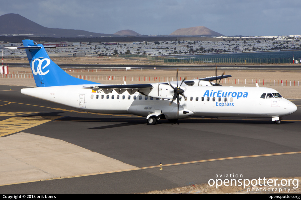 EC-MSN - Air Europa ATR 72-212A at Lanzarote Airport (ACE/GCRR) taken by erik boers | openspotter.org | ID: 57803
