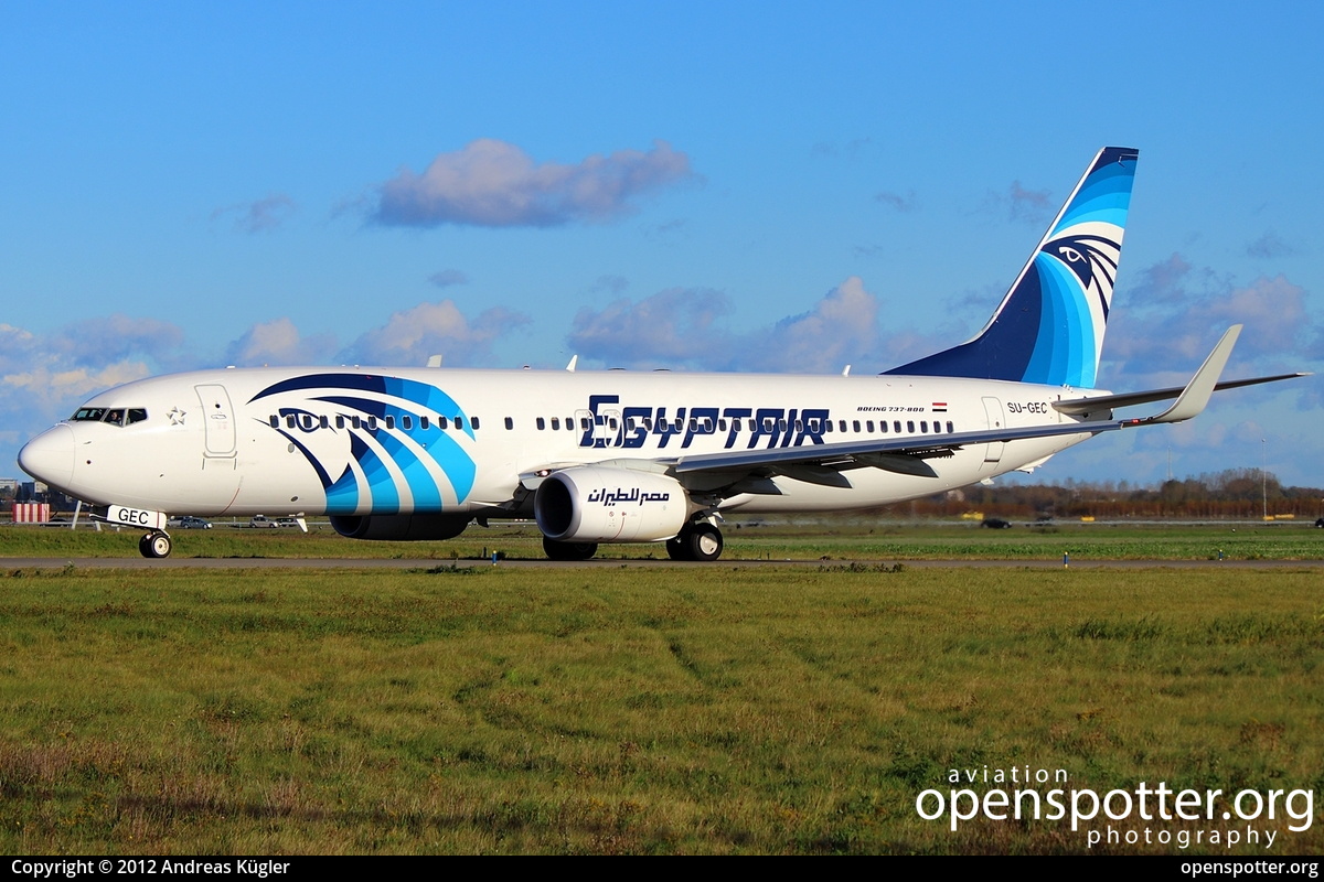 SU-GEC - Egyptair Boeing 737-866(WL) at Schiphol Airport (AMS/EHAM) taken by Andreas Kügler | openspotter.org | ID: 4878