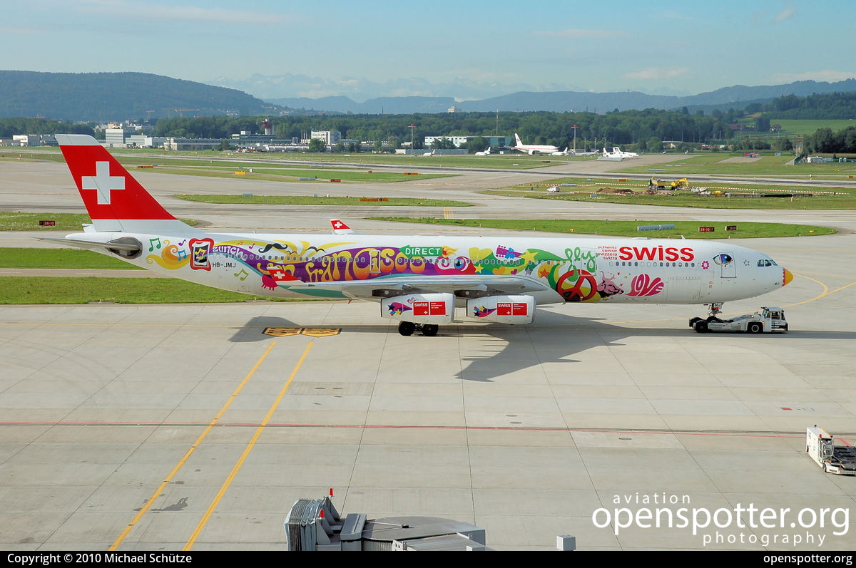 HB-JMJ - Swiss Airbus A340-313X at Zurich International Airport (ZRH/LSZH) taken by Michael Schütze | openspotter.org | ID: 8610