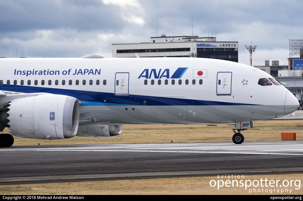 JA810A - All Nippon Airways Boeing 787-881 Dreamliner at Osaka International Airport (Itami Airport) (ITM/RJOO) taken by Mehrad Andrew Watson | openspotter.org | ID: 52554