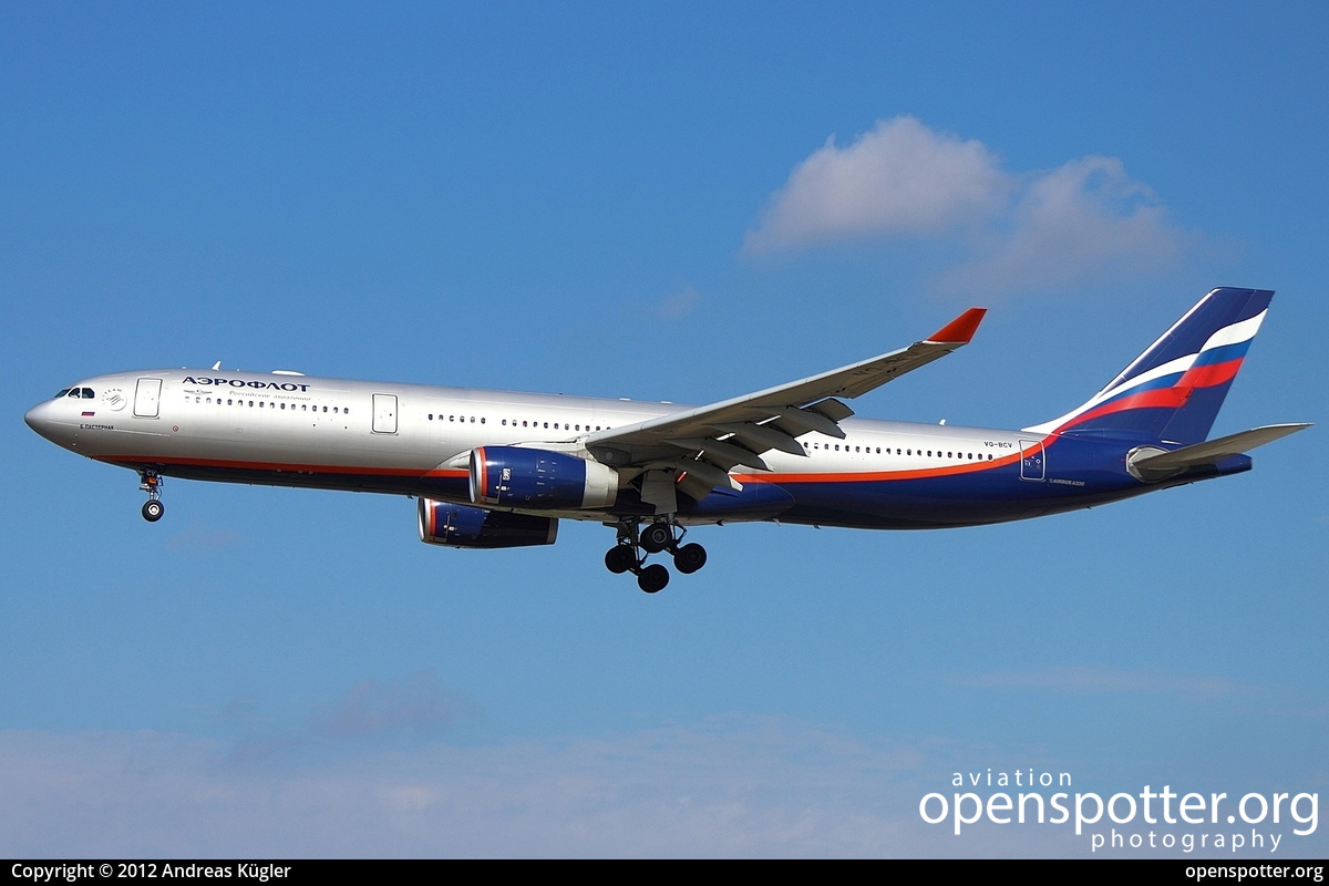 VQ-BCV - Aeroflot Russian Airlines Airbus A330-343X at Frankfurt International Airport (FRA/EDDF) taken by Andreas Kügler | openspotter.org | ID: 4881