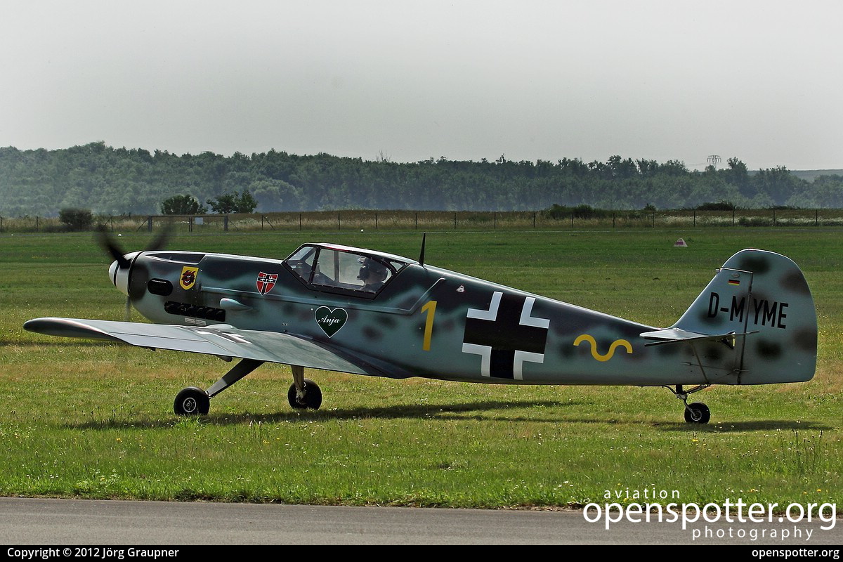 D-MYME - Private / Untitled Messerschmitt Bf-109 G10 at Verkehrslandeplatz Magdeburg City (EDBM) taken by Jörg Graupner | openspotter.org | ID: 43215