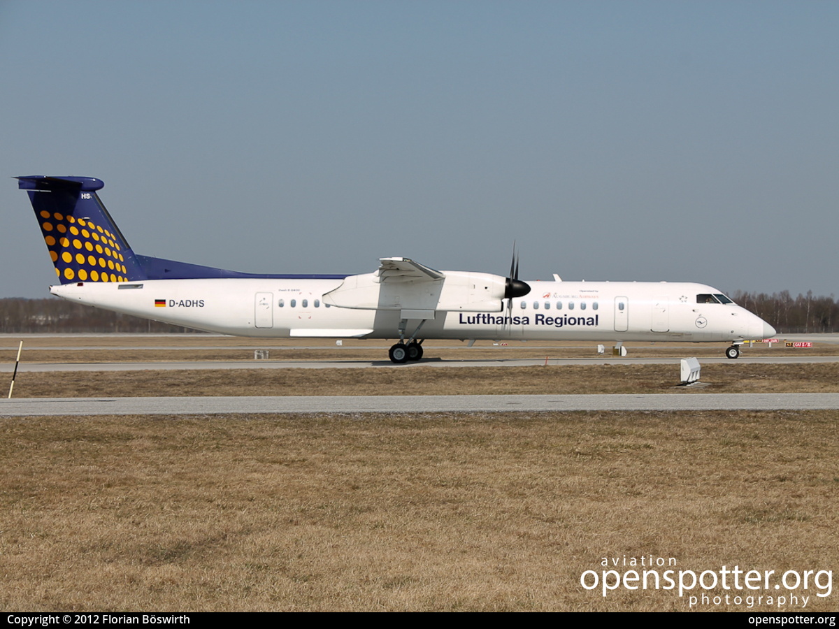 D-ADHS - Augsburg Airways Bombardier DHC-8-401 Q400 at Franz Josef Strauss International Airport (MUC/EDDM) taken by Florian Böswirth | openspotter.org | ID: 2429