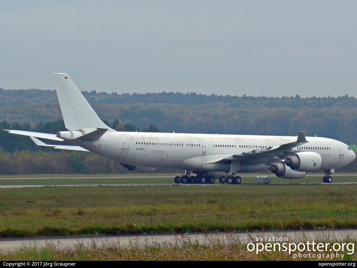 D-AAAL - Lufthansa Technik Airbus A340-541 at Schwerin-Parchim Airport (SZW/EDOP) taken by Jörg Graupner | openspotter.org | ID: 48597