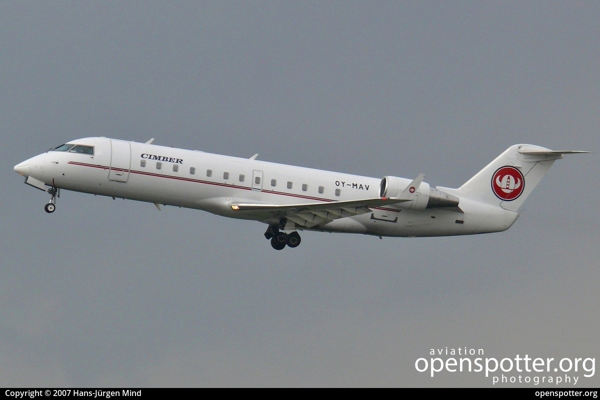 OY-MAV - Cimber Sterlin A/S Canadair CL-600-2B19 Regional Jet CRJ-200LR at Berlin-Tegel Airport (TXL/EDDT) taken by Hans-Jürgen Mind | openspotter.org | ID: 40693