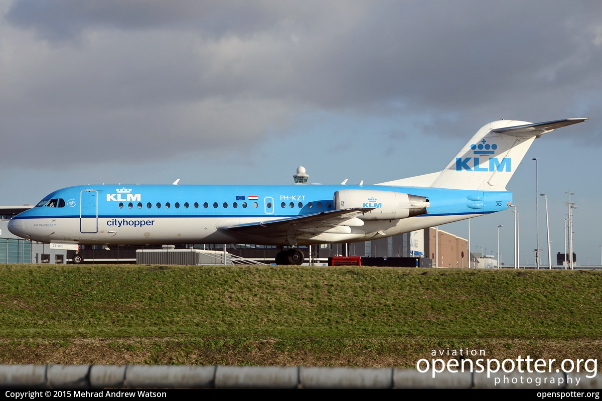 PH-KZT - KLM Cityhopper Fokker F70 at Schiphol Airport (AMS/EHAM) taken by Mehrad Andrew Watson | openspotter.org | ID: 23272