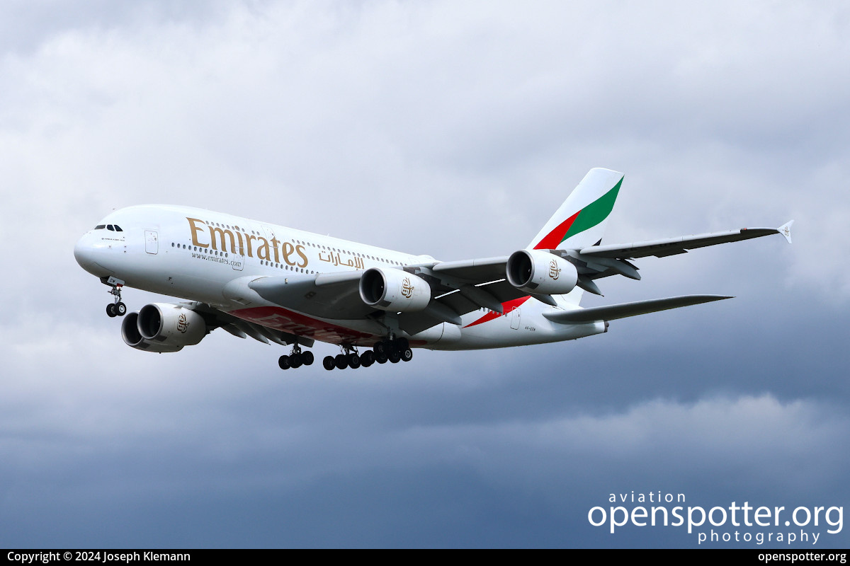A6-EDM - Emirates Airbus A380-861 at Frankfurt International Airport (FRA/EDDF) taken by Joseph Klemann | openspotter.org | ID: 89743