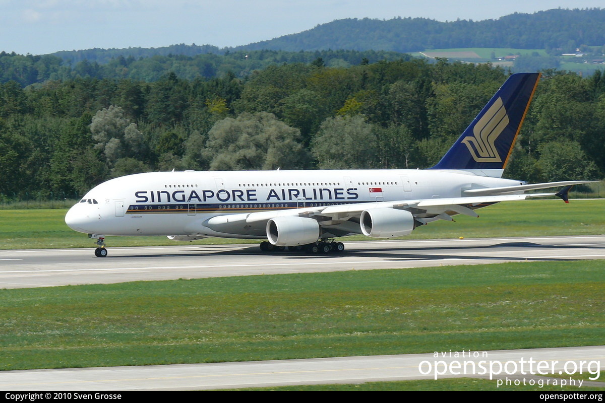 9V-SKE - Singapore Airlines Airbus A380-841 at Zurich International Airport (ZRH/LSZH) taken by Sven Grosse | openspotter.org | ID: 2009