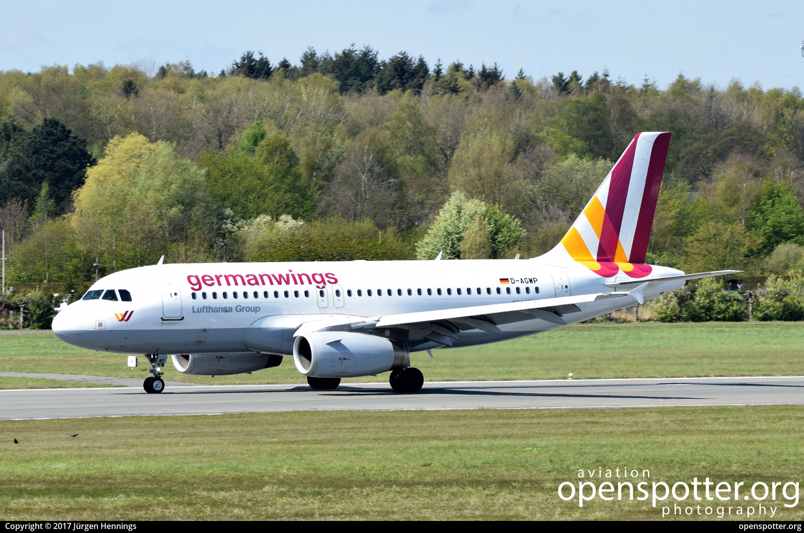 D-AGWP - Germanwings Airbus A319-132 at Hamburg Airport (Fuhlsbüttel Airport) (HAM/EDDH) taken by Jürgen Hennings | openspotter.org | ID: 42821