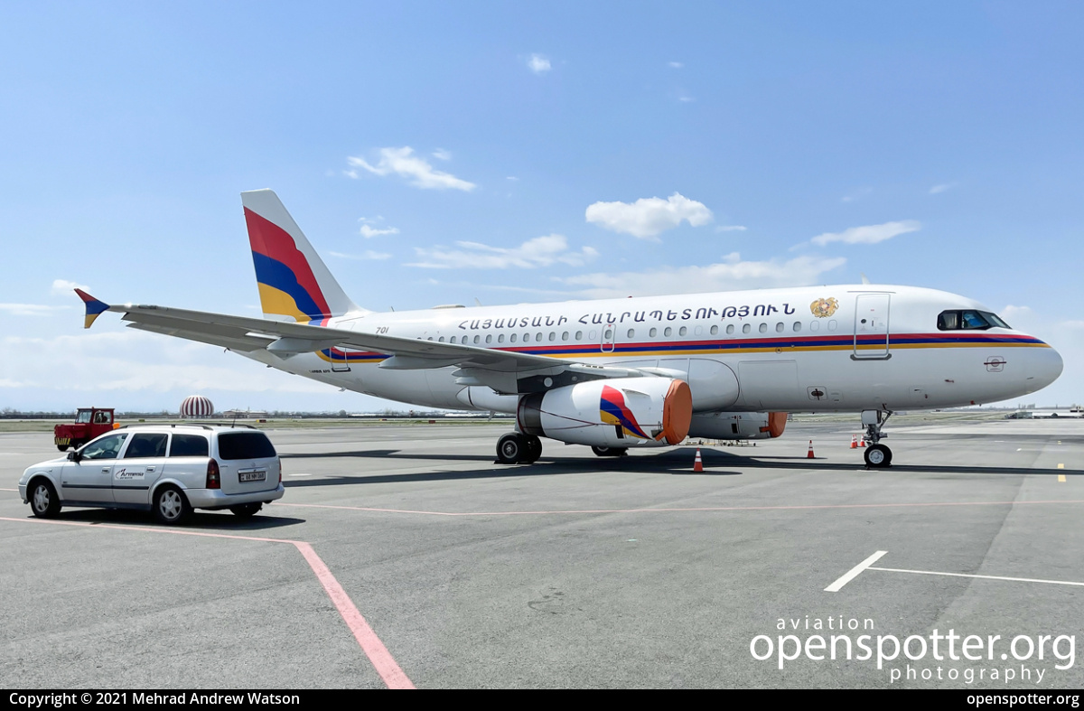 701 - Armenia Government Airbus A319-132(CJ) at Zvartnots International Airport (EVN/UDYZ) taken by Mehrad Andrew Watson | openspotter.org | ID: 72975