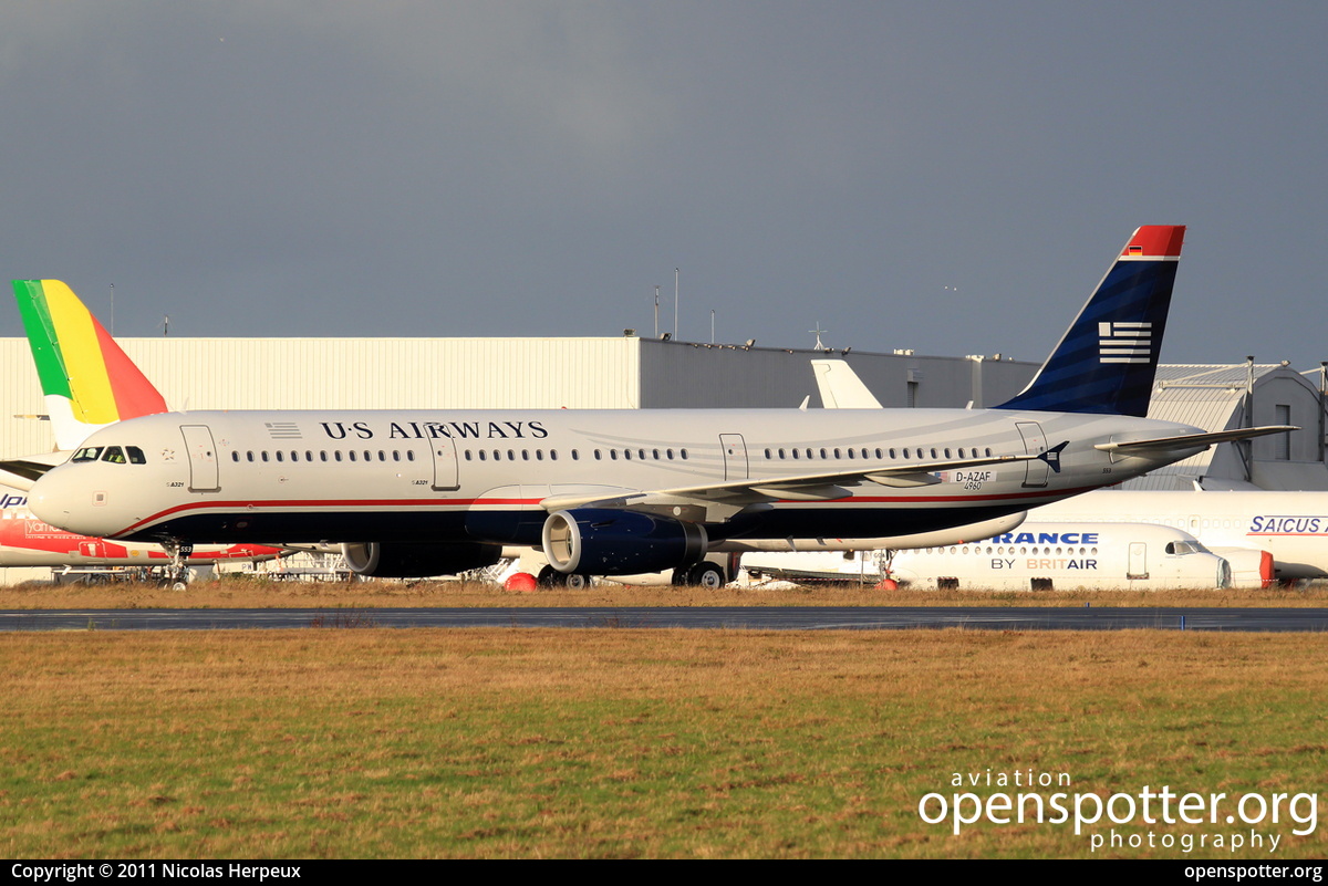D-AZAF - US Airways Airbus A321-231 at Dinard - Pleurtuit - Saint-Malo Airport (DNR/LFRD) taken by Nicolas Herpeux | openspotter.org | ID: 6608