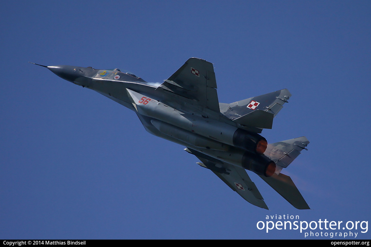 56 - Polish Air Force Mikoyan-Gurevich MiG-29A (9-12A) Fulcrum at Berlin-Schönefeld International Airport (SXF/EDDB) taken by Matthias Bindseil | openspotter.org | ID: 16398